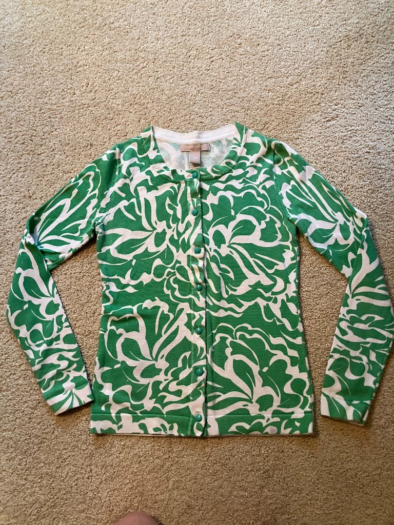 Banana Republic Cardigan, Size Xxs, Green And Cream
